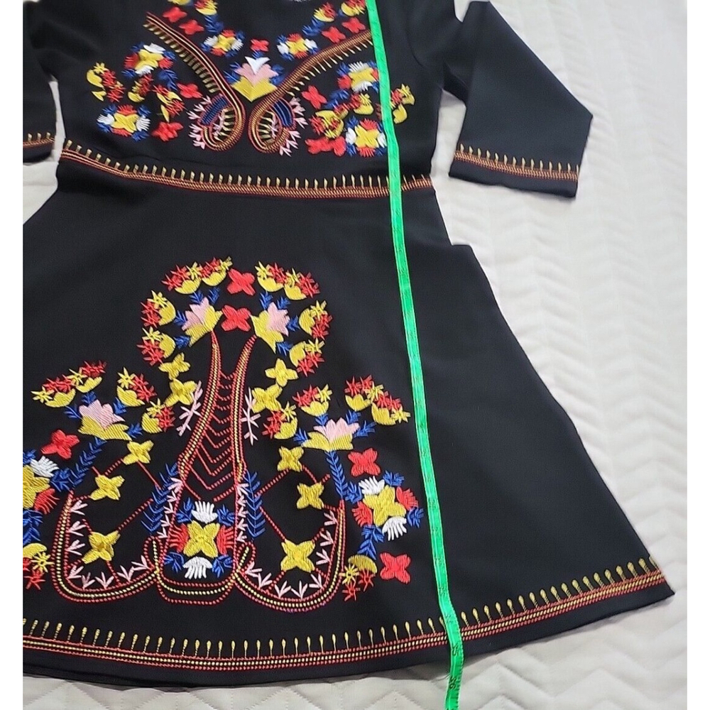 Lai Meng Five Cats Artsy Popover Embroidered Floral Fit Flare Womens Size L NWT - Picture 11 of 16
